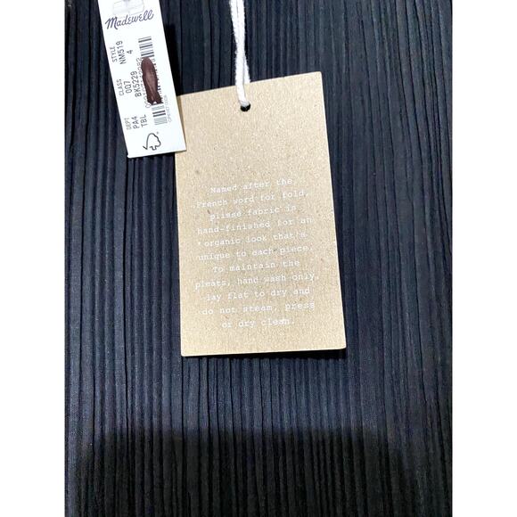 Madewell Dress Size 4 Black Plissé Mini Tee Sheath Minimalist Preppy Party NWT - Picture 7 of 10